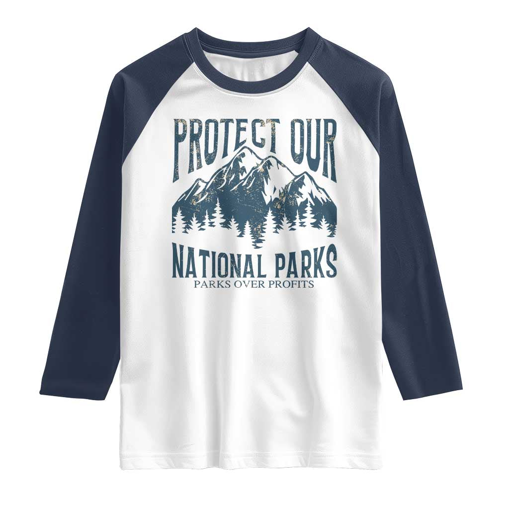 Protect Our National Parks Raglan Shirt Retro Mountain Nature Graphic