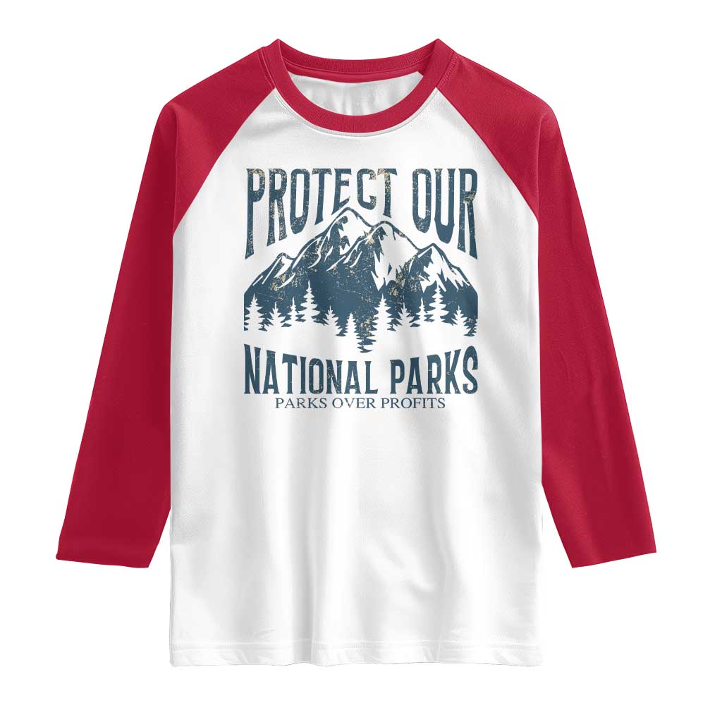 Protect Our National Parks Raglan Shirt Retro Mountain Nature Graphic