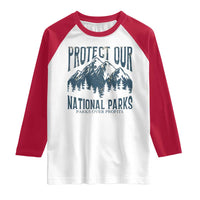 Protect Our National Parks Raglan Shirt Retro Mountain Nature Graphic