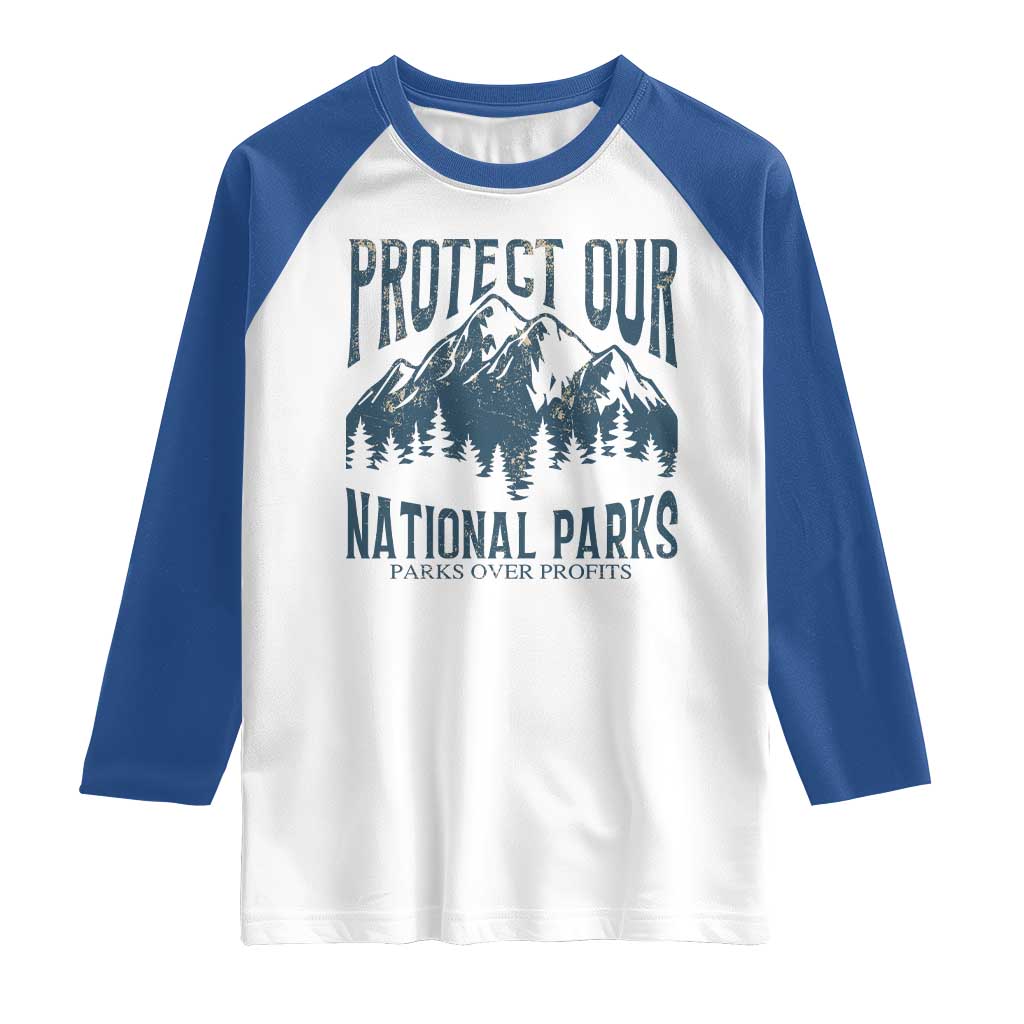 Protect Our National Parks Raglan Shirt Retro Mountain Nature Graphic