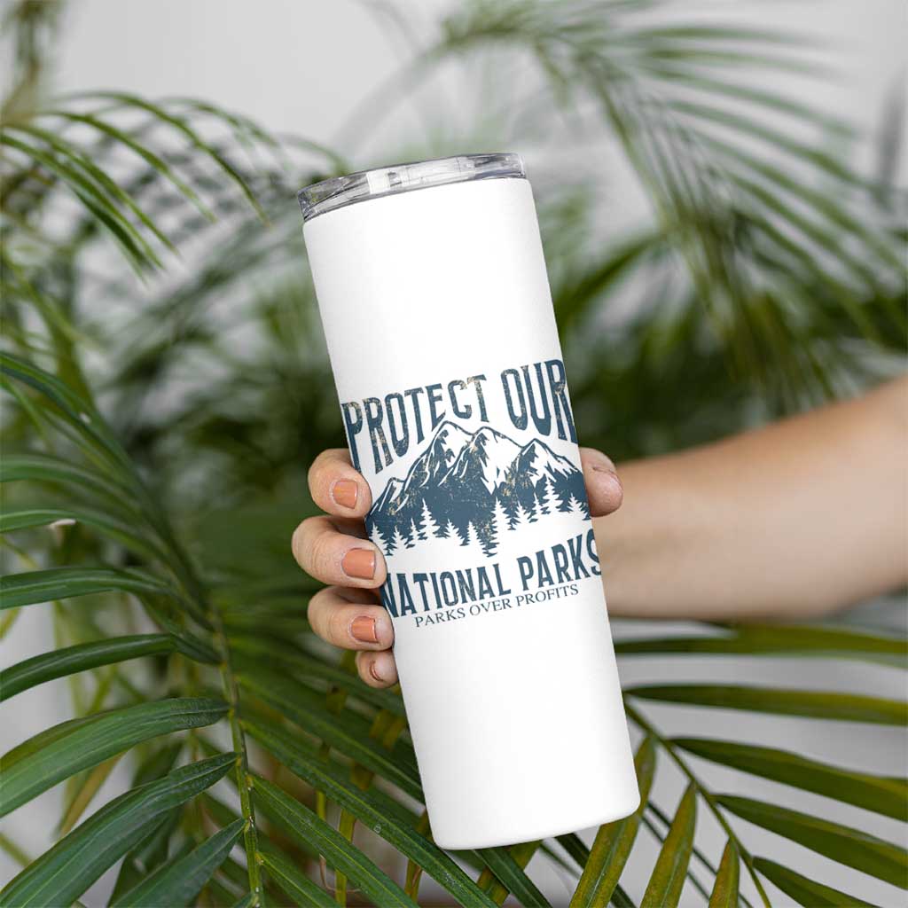 Protect Our National Parks Skinny Tumbler Retro Mountain Nature Graphic