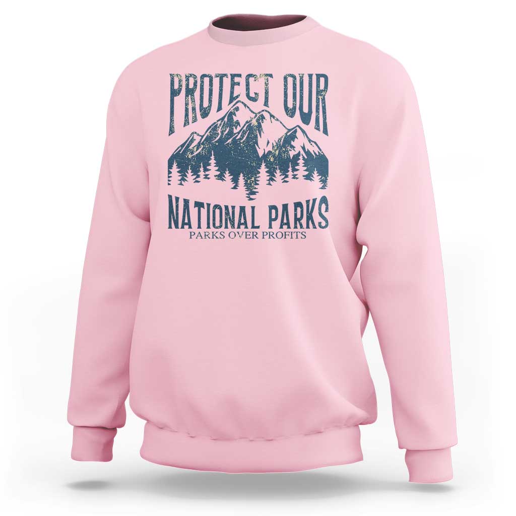 Protect Our National Parks Sweatshirt Retro Mountain Nature Graphic