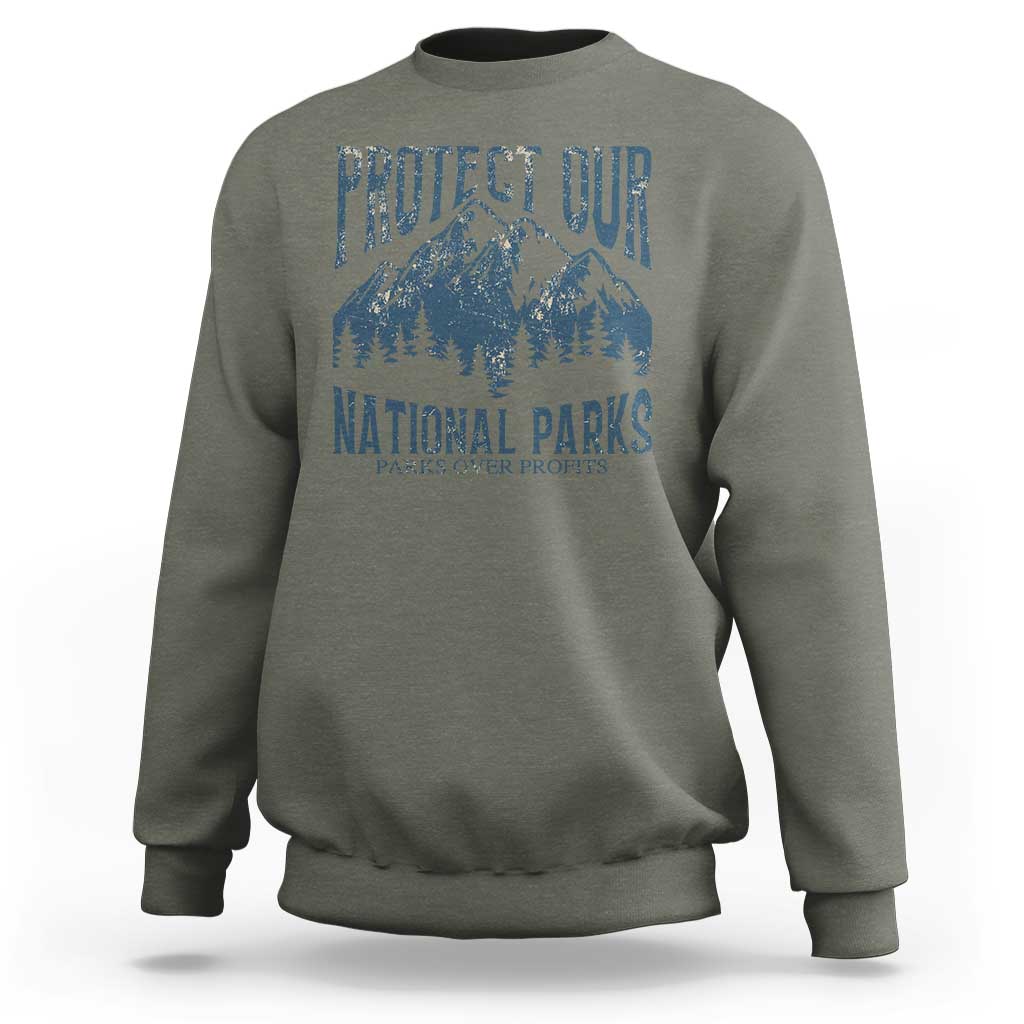 Protect Our National Parks Sweatshirt Retro Mountain Nature Graphic