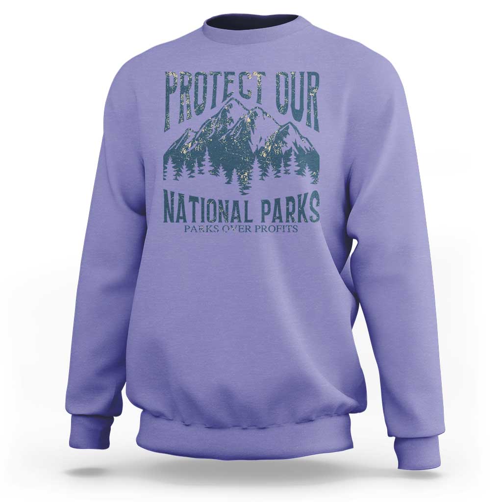 Protect Our National Parks Sweatshirt Retro Mountain Nature Graphic
