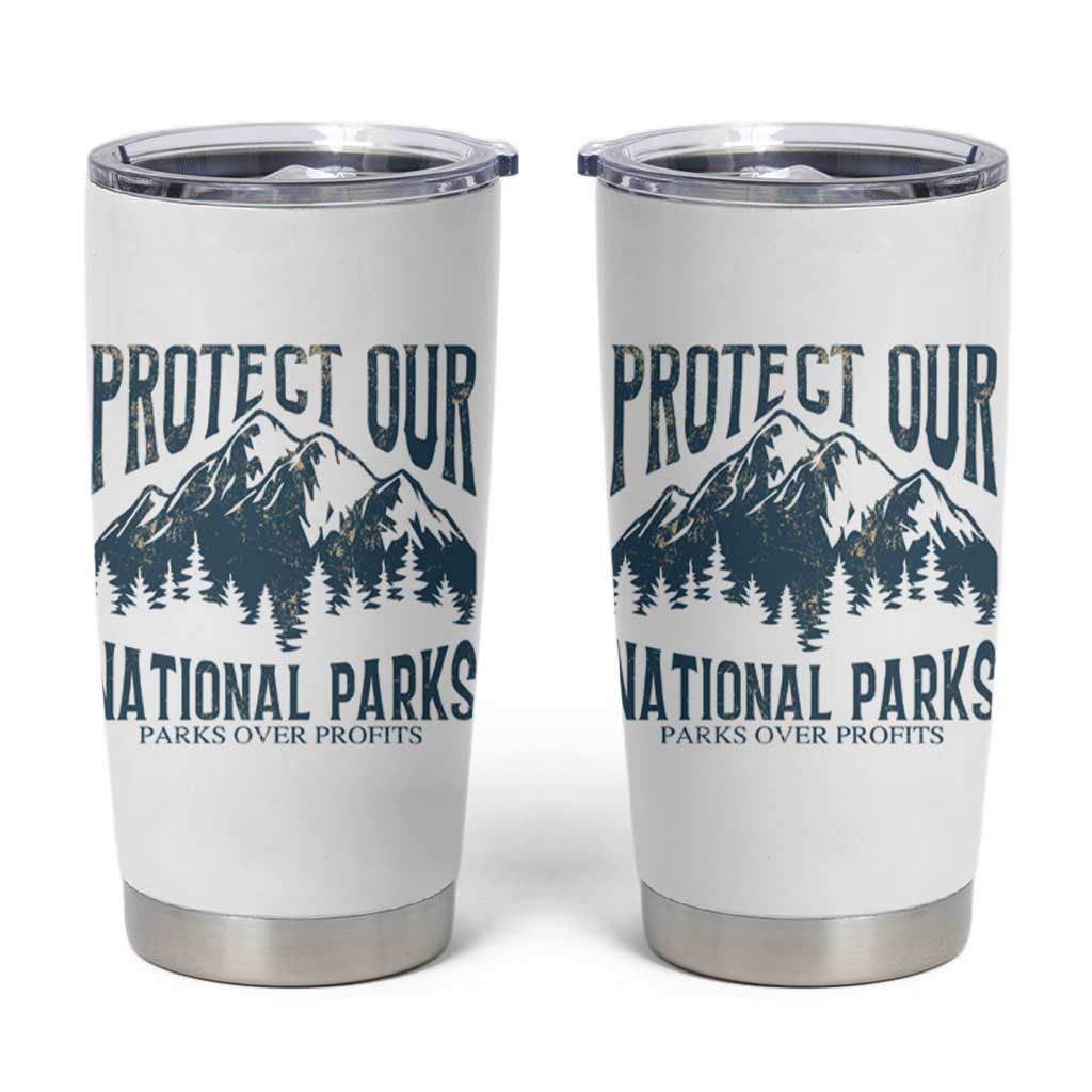 Protect Our National Parks Tumbler Cup Retro Mountain Nature Graphic