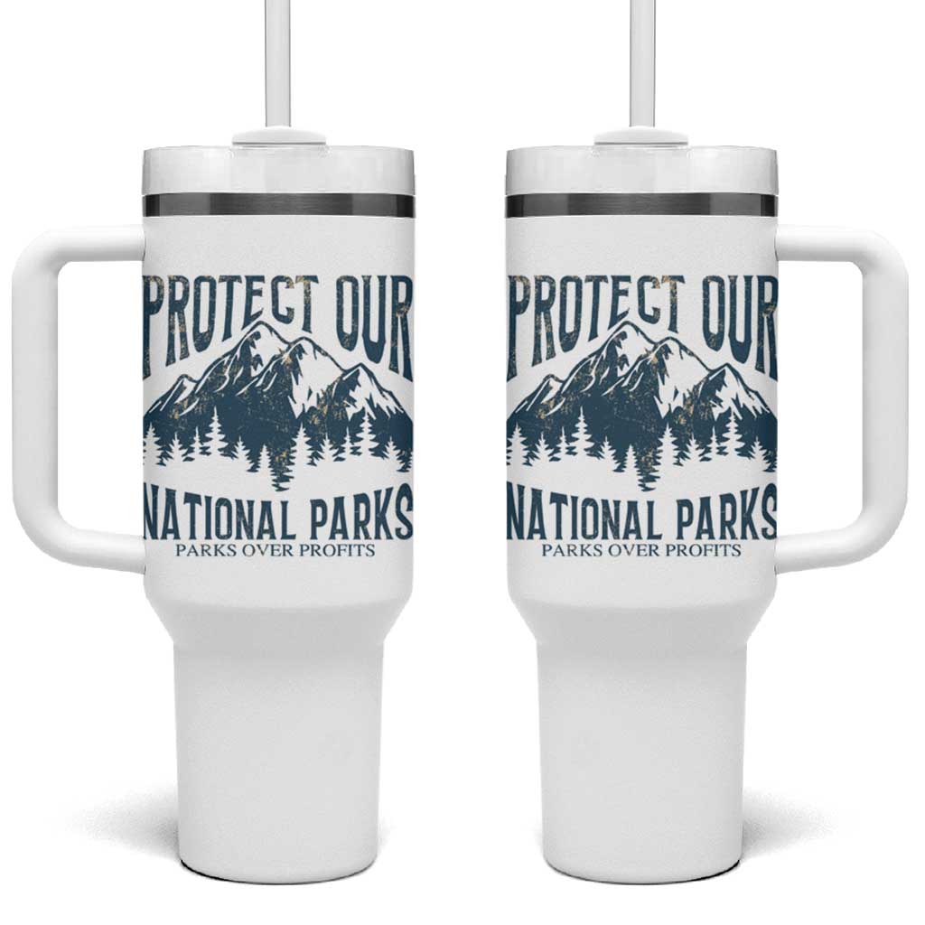 Protect Our National Parks Tumbler With Handle Retro Mountain Nature Graphic