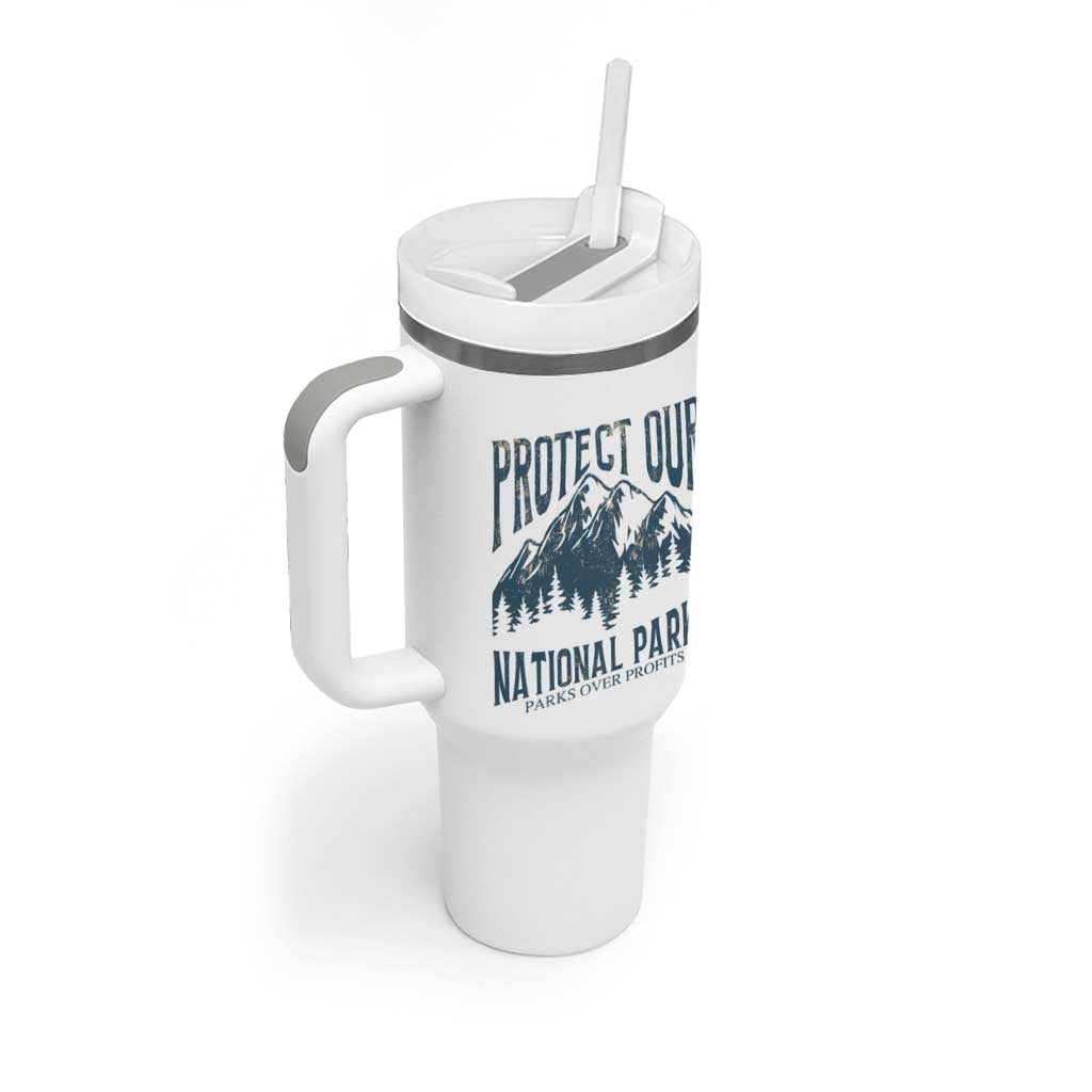 Protect Our National Parks Tumbler With Handle Retro Mountain Nature Graphic