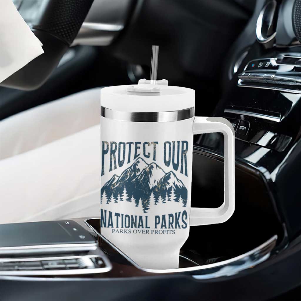 Protect Our National Parks Tumbler With Handle Retro Mountain Nature Graphic