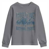 Protect Our National Parks Youth Sweatshirt Retro Mountain Nature Graphic