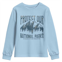 Protect Our National Parks Youth Sweatshirt Retro Mountain Nature Graphic
