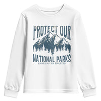 Protect Our National Parks Youth Sweatshirt Retro Mountain Nature Graphic