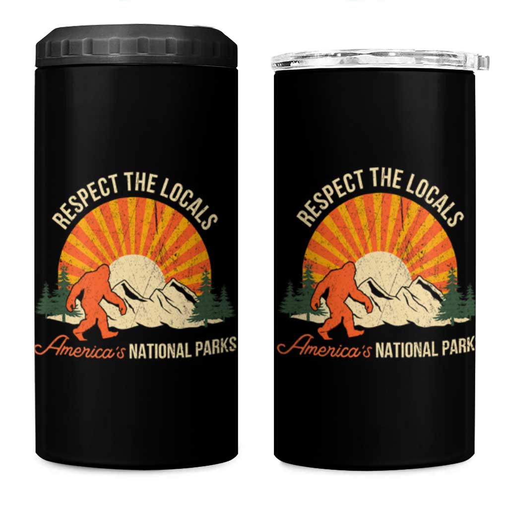 Respect The Locals 4 in 1 Can Cooler Tumbler America's National Parks Vintage Bigfoot
