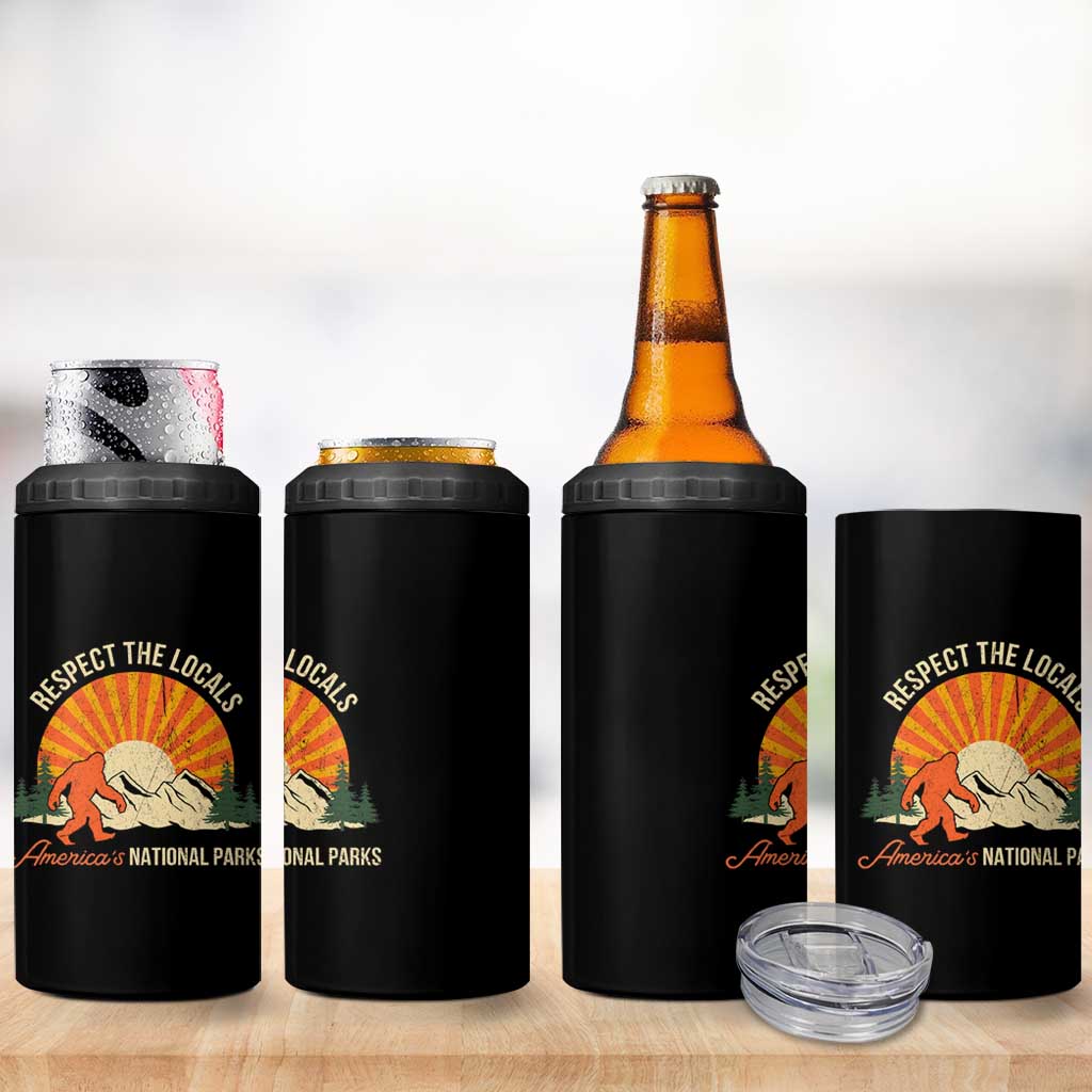 Respect The Locals 4 in 1 Can Cooler Tumbler America's National Parks Vintage Bigfoot