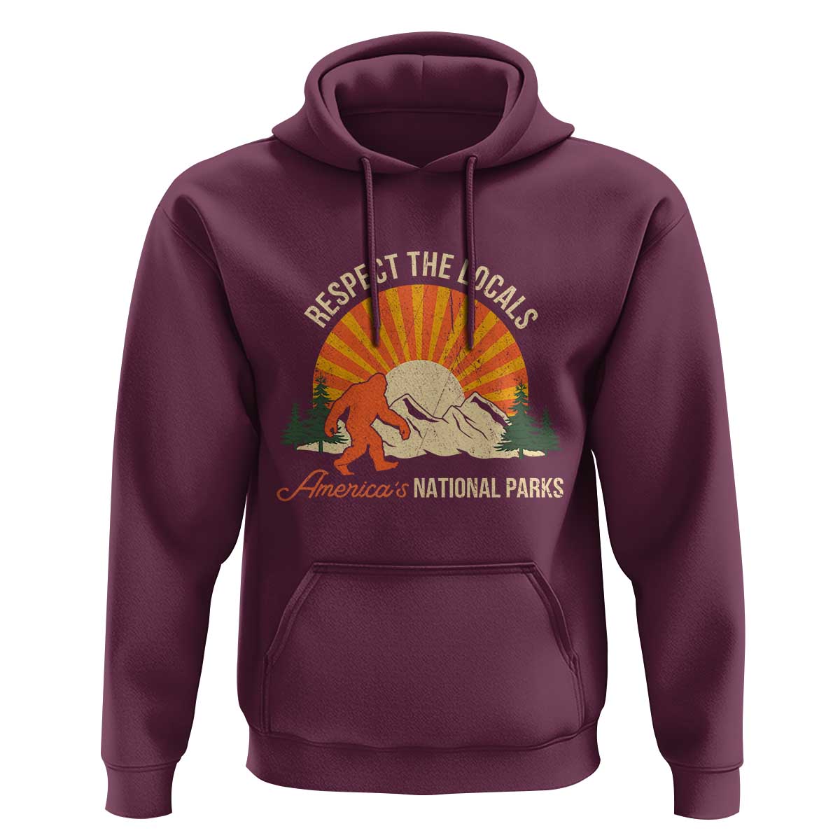 Respect The Locals Hoodie America's National Parks Vintage Bigfoot