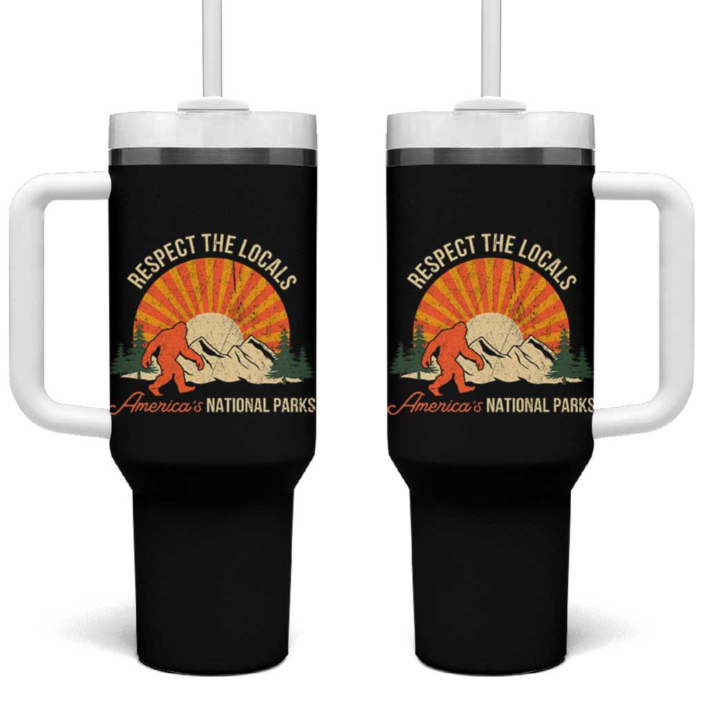 Respect The Locals Tumbler With Handle America's National Parks Vintage Bigfoot