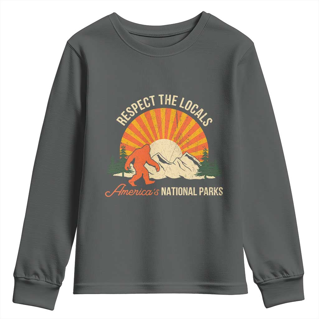 Respect The Locals Youth Sweatshirt America's National Parks Vintage Bigfoot