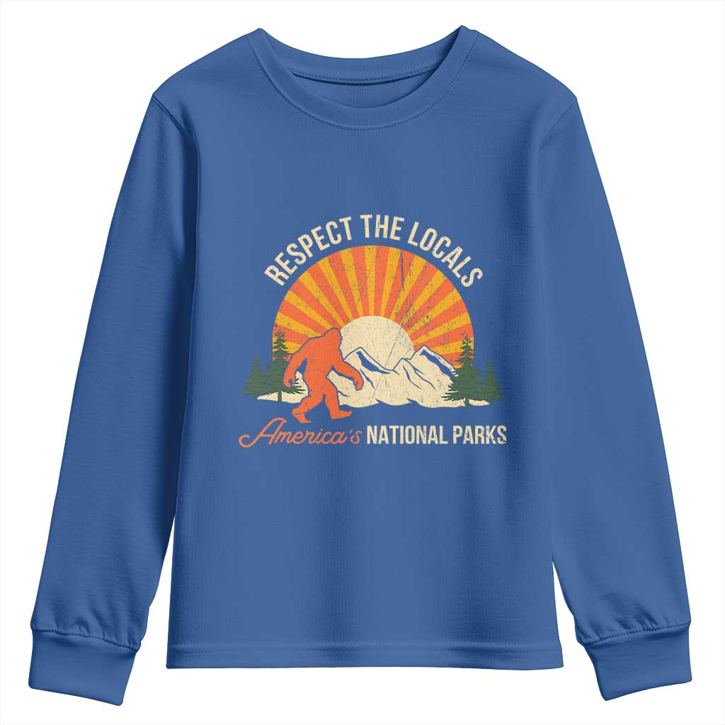 Respect The Locals Youth Sweatshirt America's National Parks Vintage Bigfoot