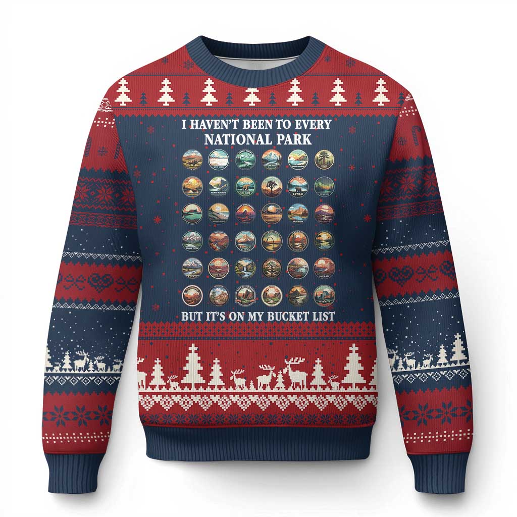 National Parks Bucket List Ugly Christmas Sweater I Haven't Been To Wishlist - Wonder Print Shop