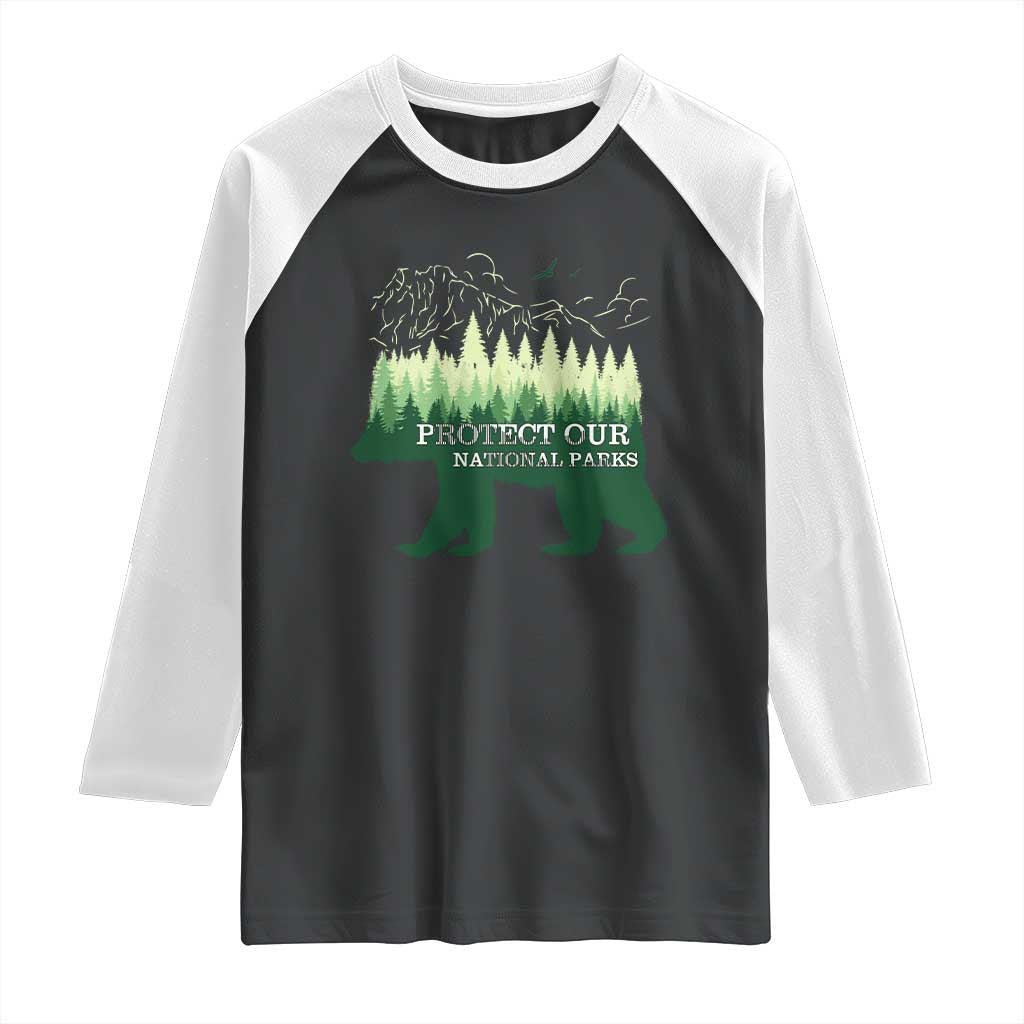 Protect Our Parks National Park Raglan Shirt Bear Hiking Nature