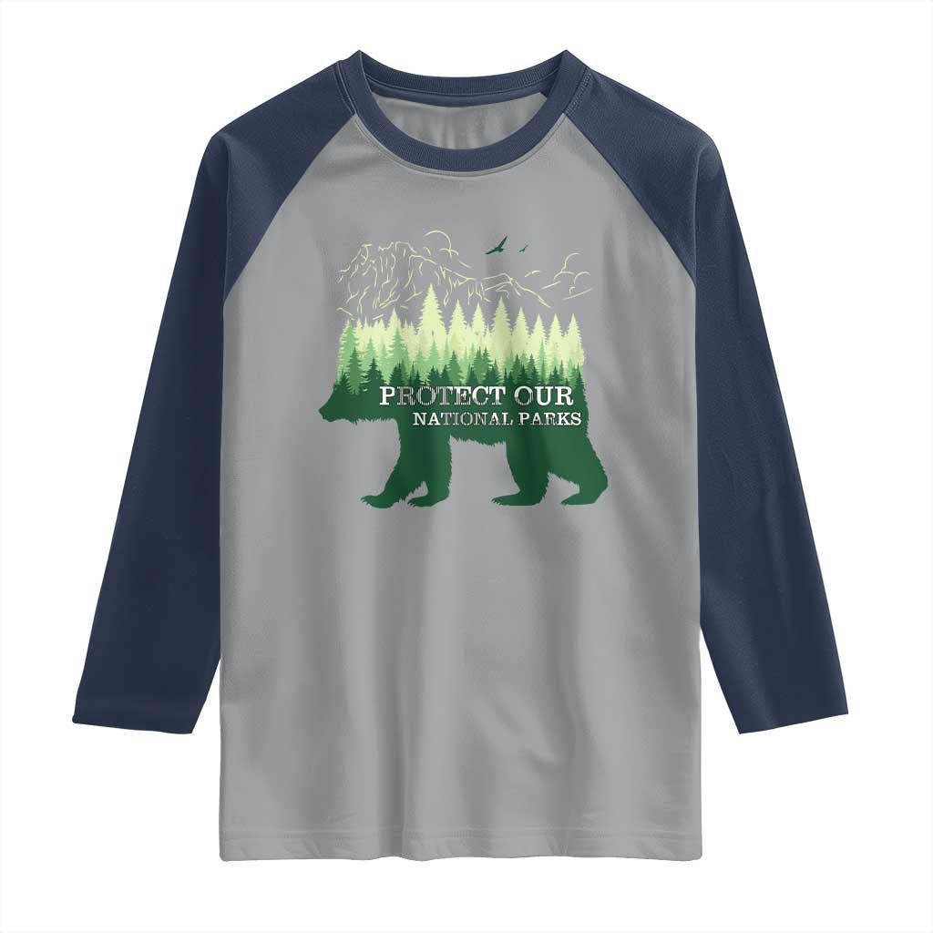 Protect Our Parks National Park Raglan Shirt Bear Hiking Nature