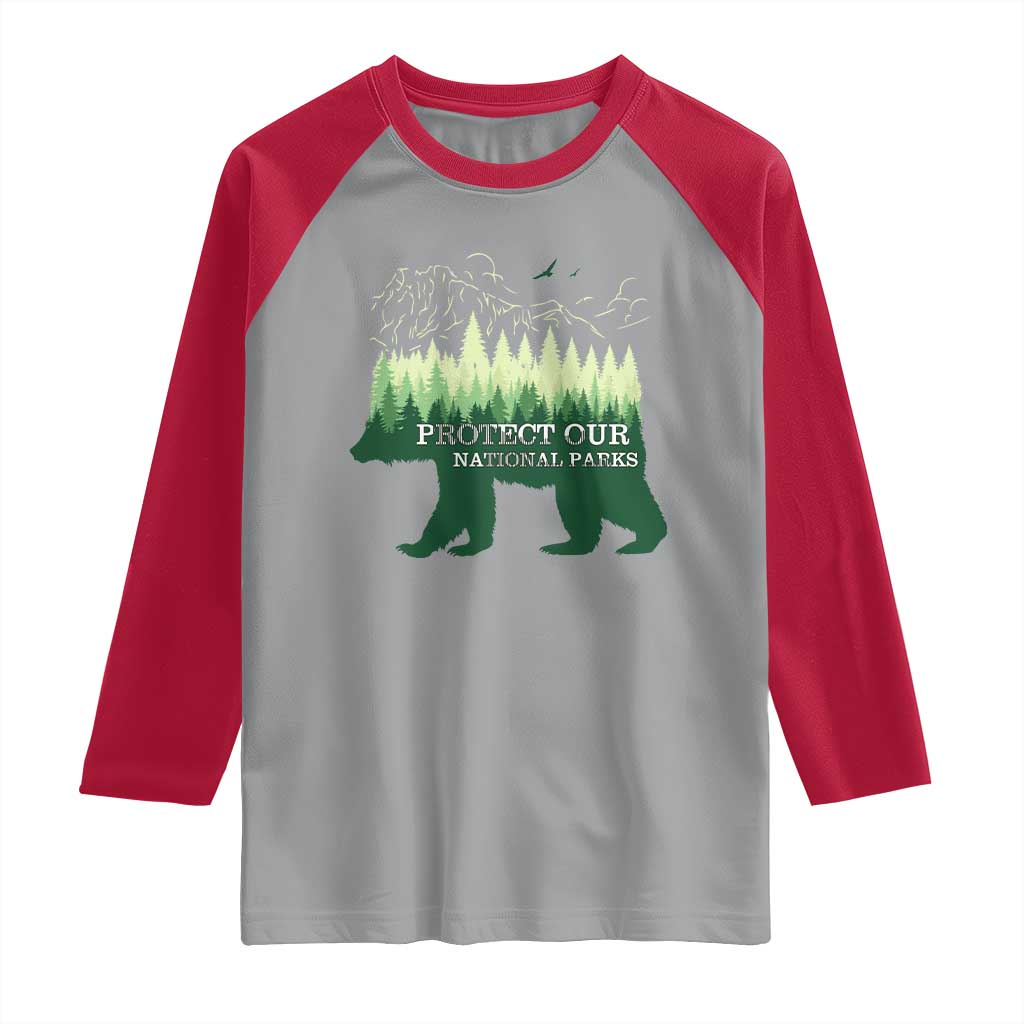 Protect Our Parks National Park Raglan Shirt Bear Hiking Nature