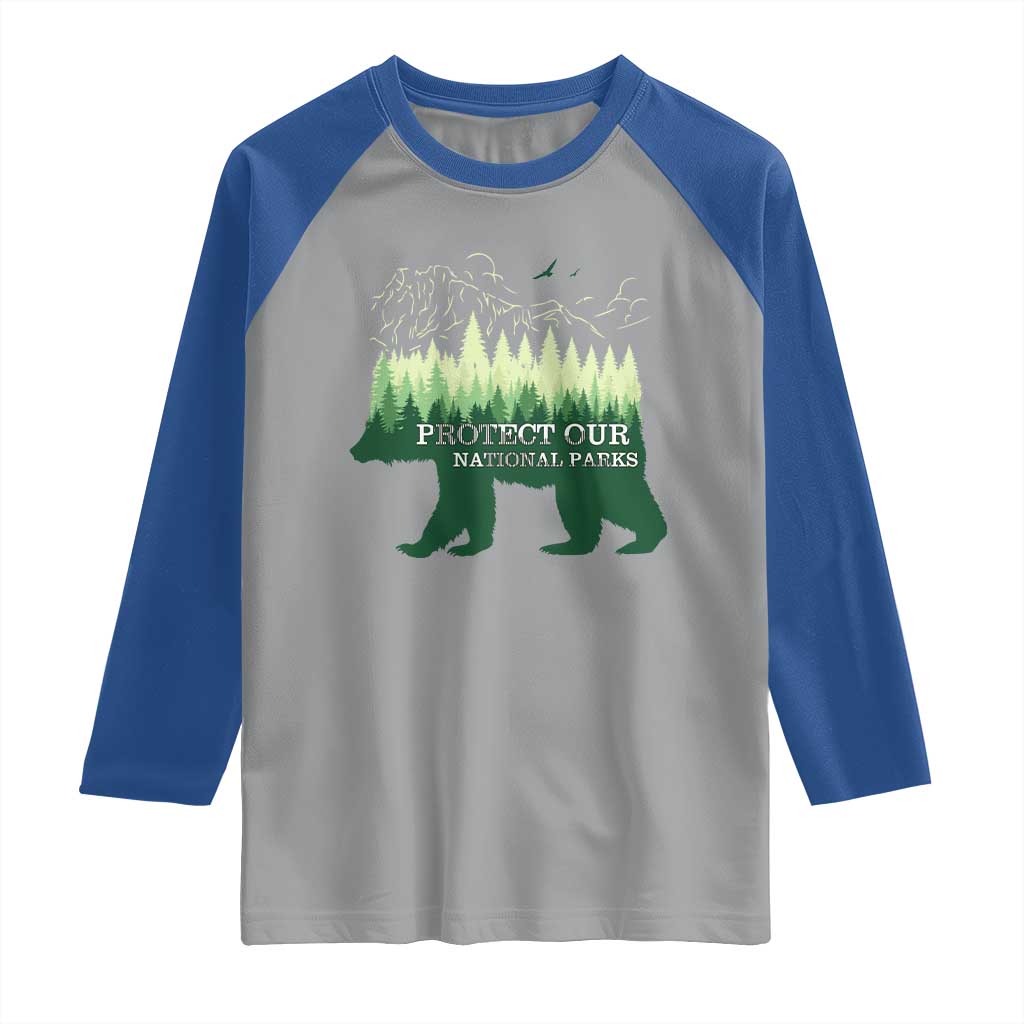 Protect Our Parks National Park Raglan Shirt Bear Hiking Nature