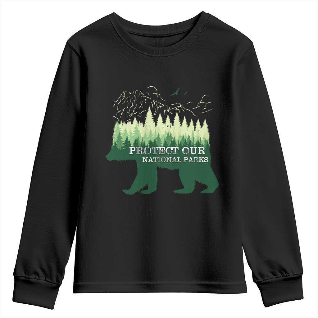 Protect Our Parks National Park Youth Sweatshirt Bear Hiking Nature