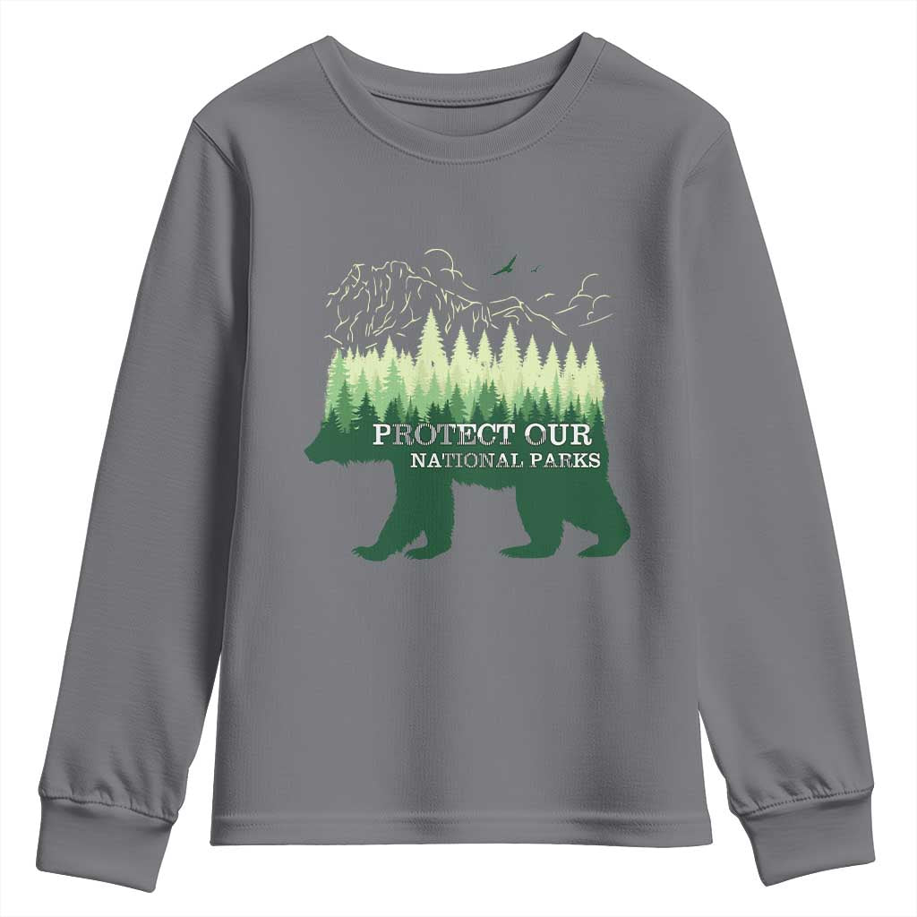Protect Our Parks National Park Youth Sweatshirt Bear Hiking Nature