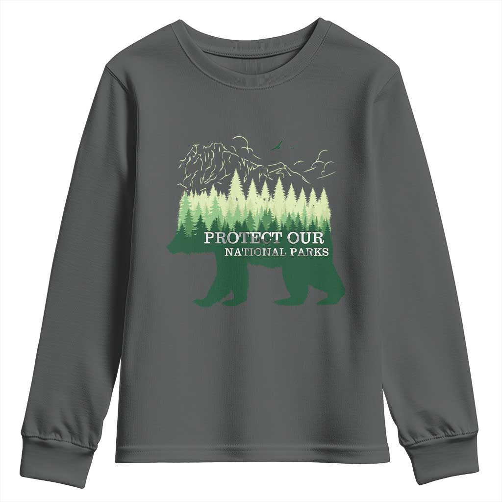 Protect Our Parks National Park Youth Sweatshirt Bear Hiking Nature