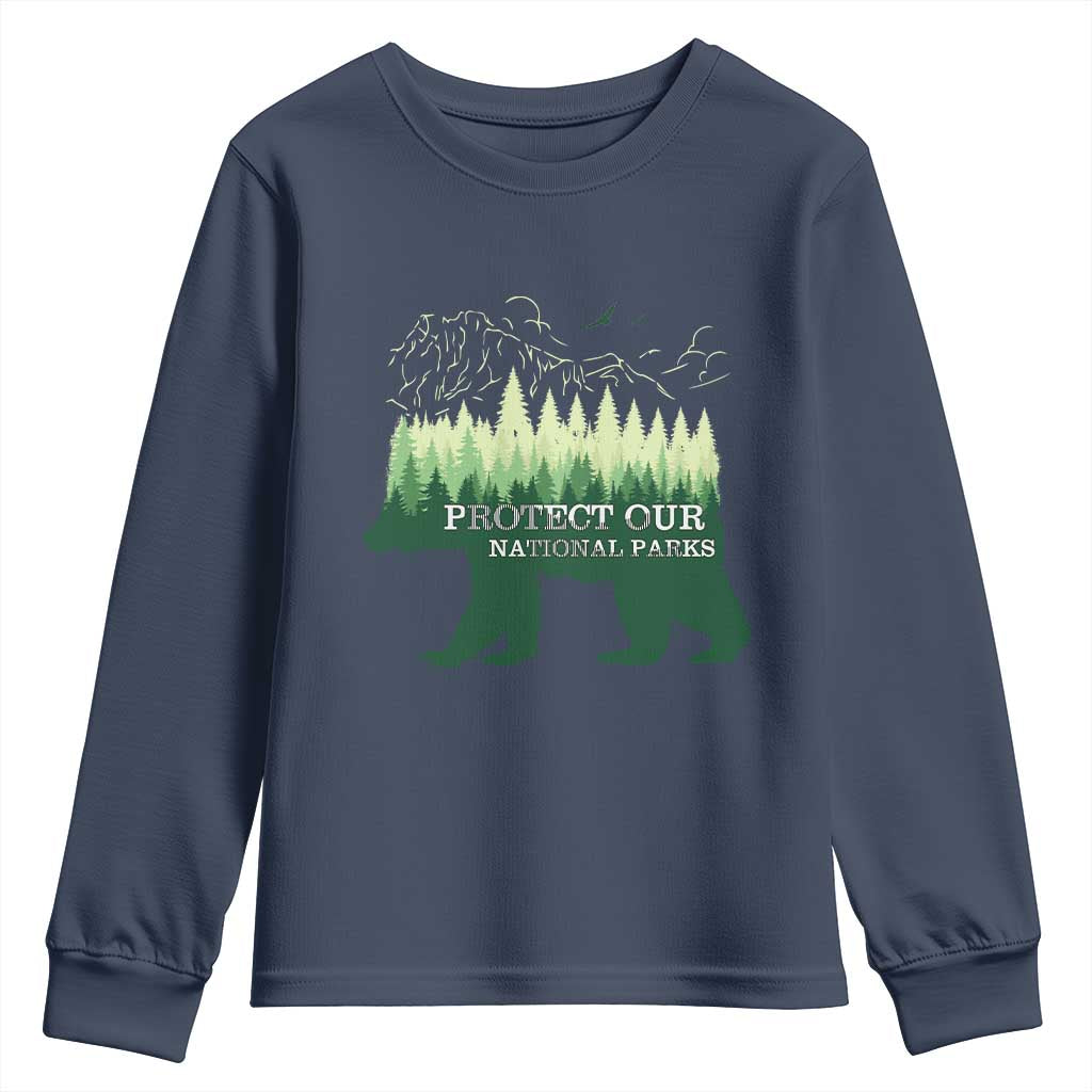 Protect Our Parks National Park Youth Sweatshirt Bear Hiking Nature