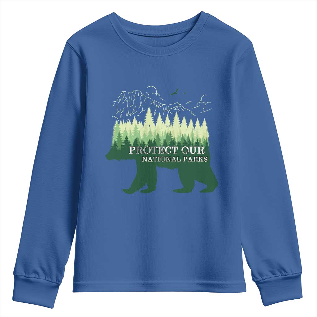 Protect Our Parks National Park Youth Sweatshirt Bear Hiking Nature