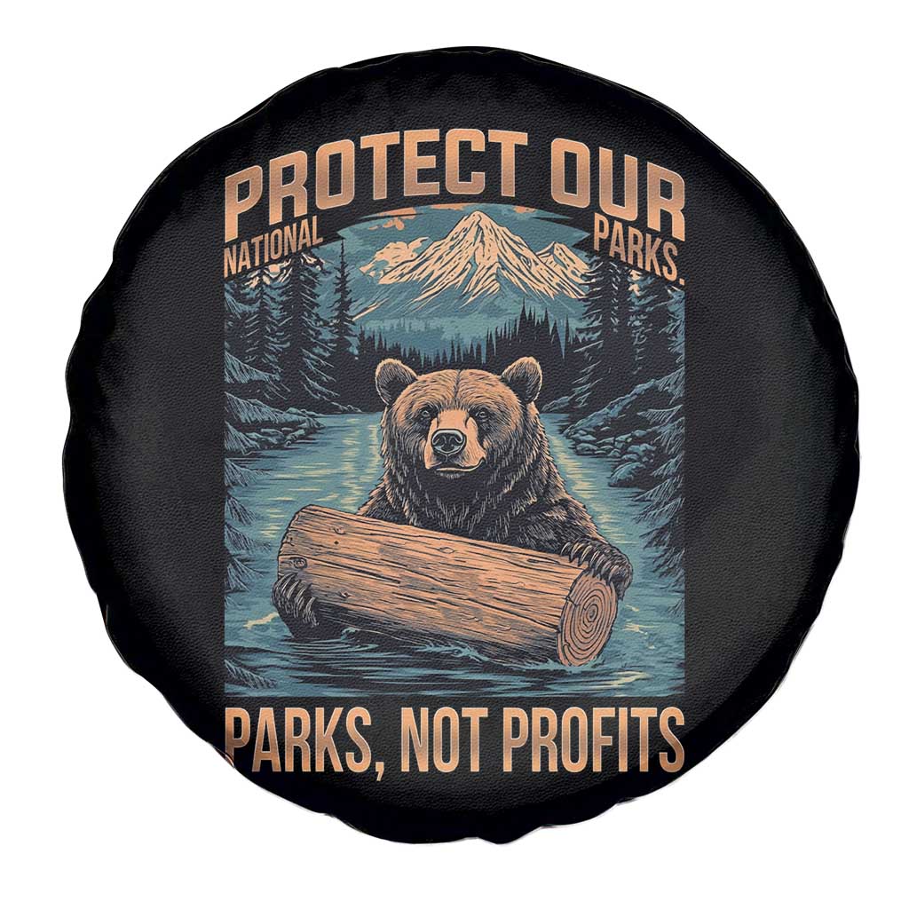 Protect Our National Parks Spare Tire Cover Parks Not Profits Bear Retro Graphic