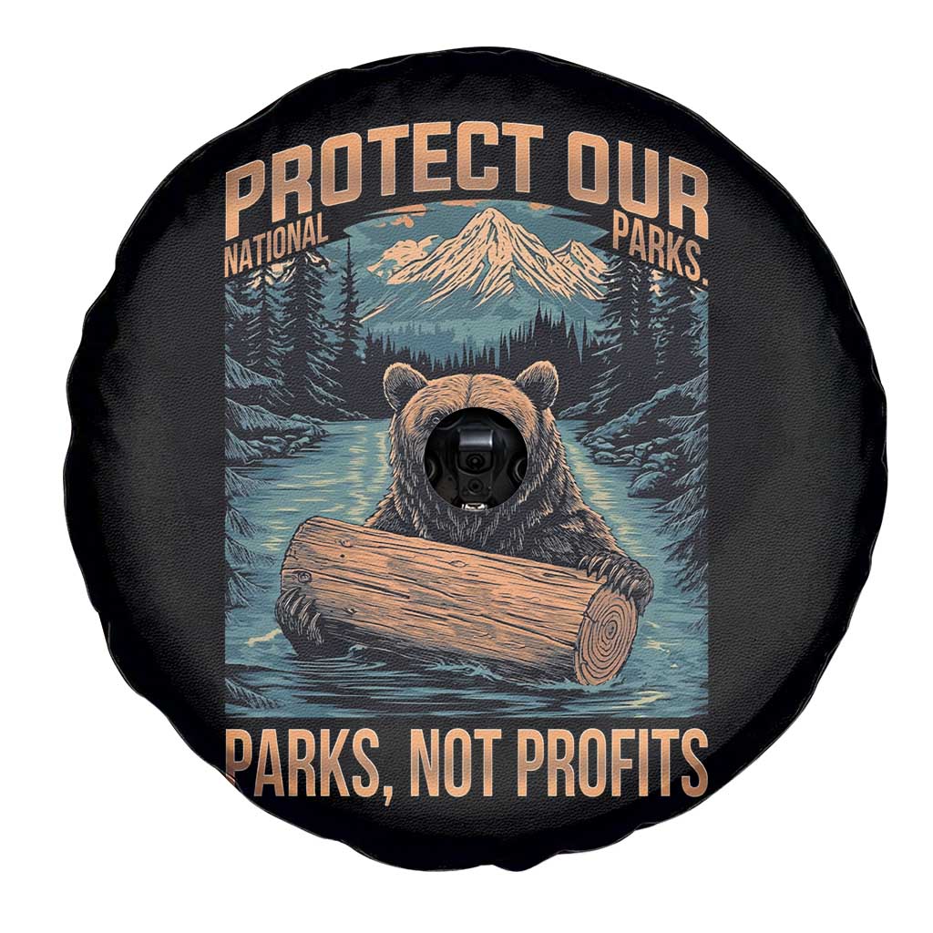 Protect Our National Parks Spare Tire Cover Parks Not Profits Bear Retro Graphic