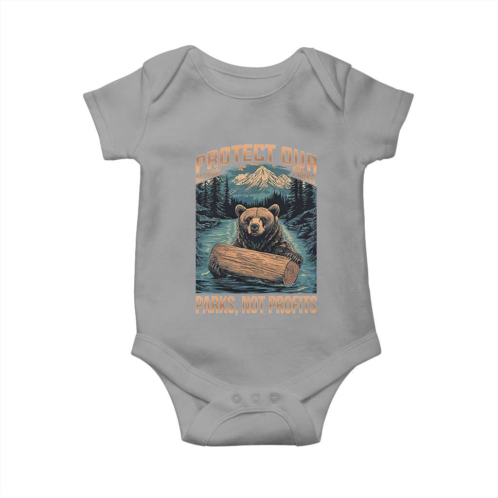 Protect Our National Parks Baby Onesie Parks Not Profits Bear Retro Graphic