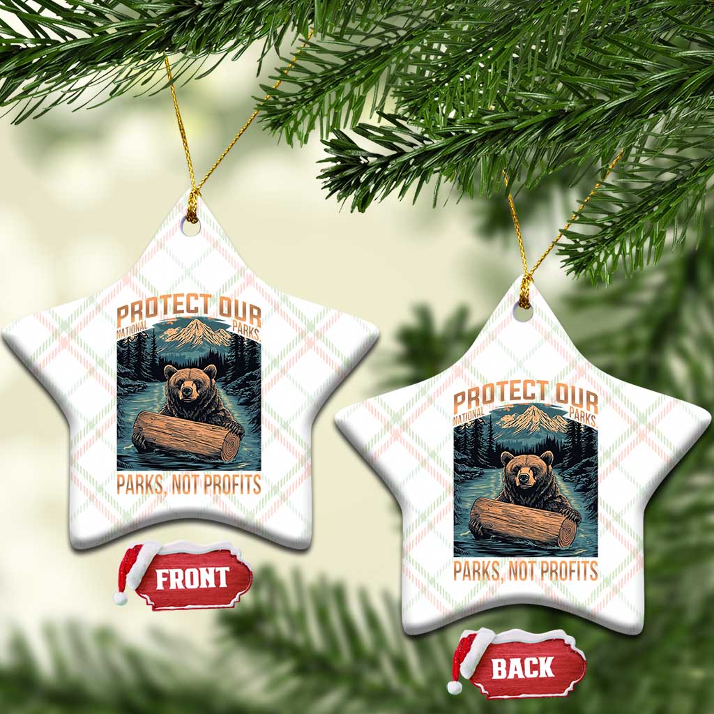 Protect Our National Parks Ceramic Ornament Parks Not Profits Bear Retro Graphic - Wonder Print Shop