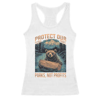 Protect Our National Parks Racerback Tank Top Parks Not Profits Bear Retro Graphic