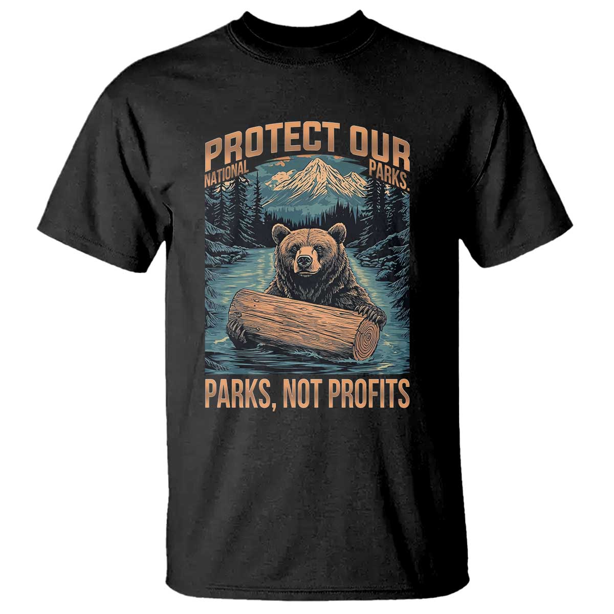 Protect Our National Parks T Shirt Parks Not Profits Bear Retro Graphic