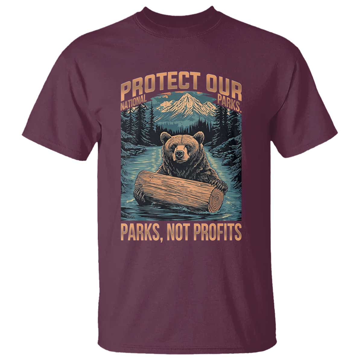Protect Our National Parks T Shirt Parks Not Profits Bear Retro Graphic