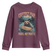 Protect Our National Parks Youth Sweatshirt Parks Not Profits Bear Retro Graphic