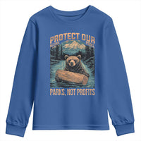Protect Our National Parks Youth Sweatshirt Parks Not Profits Bear Retro Graphic
