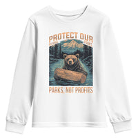 Protect Our National Parks Youth Sweatshirt Parks Not Profits Bear Retro Graphic