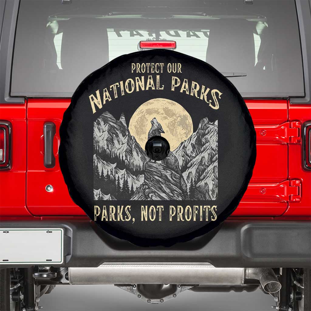 Protect Our National Parks Spare Tire Cover Parks Not Profits Wolf Retro Graphic