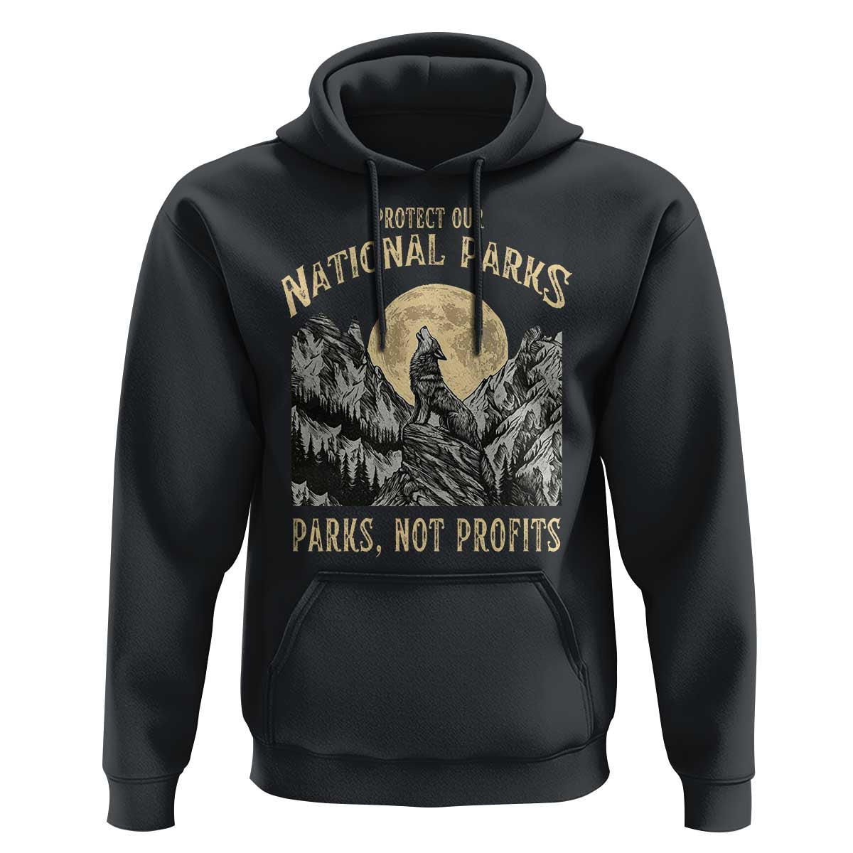 Protect Our National Parks Hoodie Parks Not Profits Wolf Retro Graphic