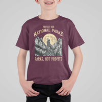 Protect Our National Parks T Shirt For Kid Parks Not Profits Wolf Retro Graphic