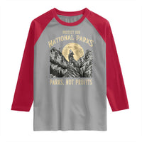 Protect Our National Parks Raglan Shirt Parks Not Profits Wolf Retro Graphic