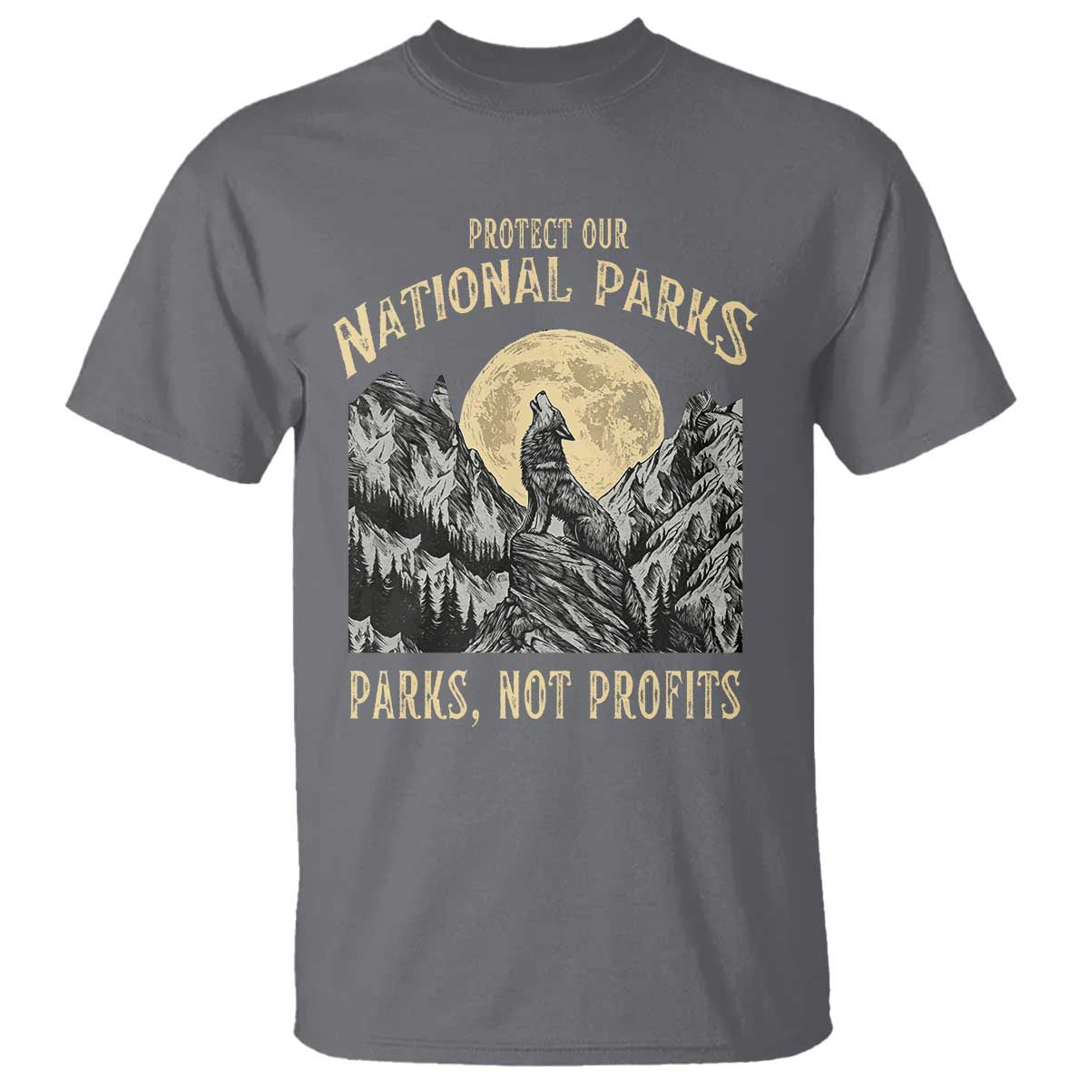 Protect Our National Parks T Shirt Parks Not Profits Wolf Retro Graphic