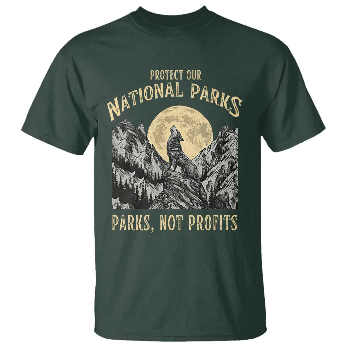 Protect Our National Parks T Shirt Parks Not Profits Wolf Retro Graphic