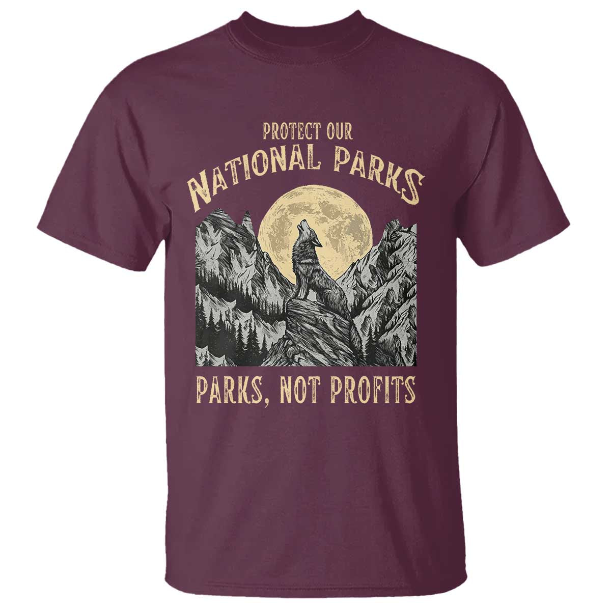 Protect Our National Parks T Shirt Parks Not Profits Wolf Retro Graphic