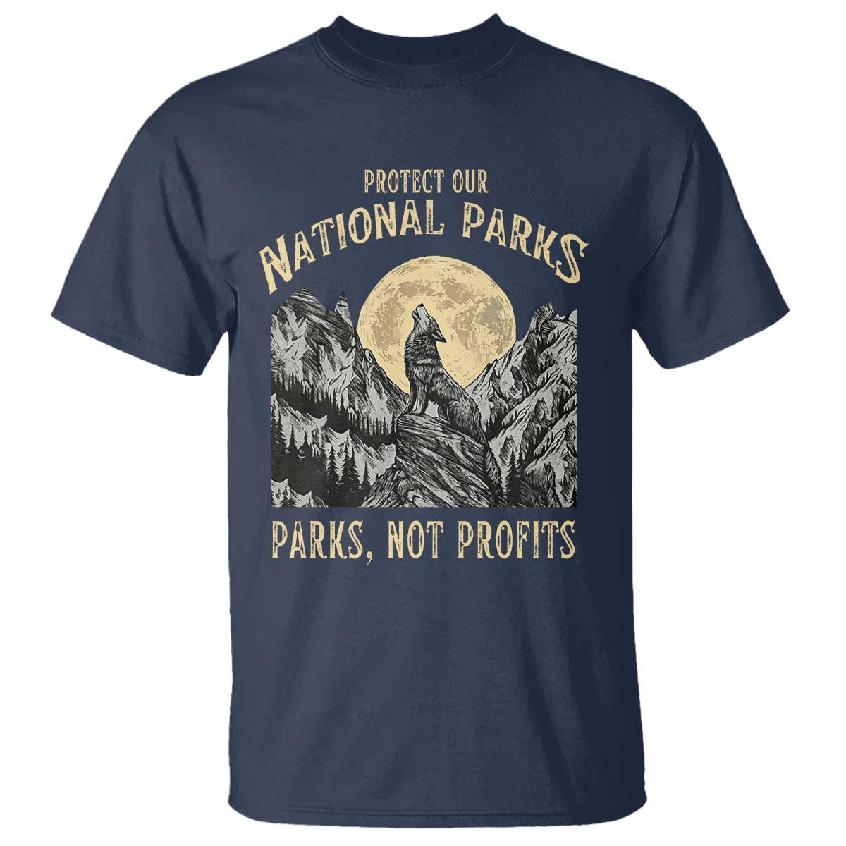 Protect Our National Parks T Shirt Parks Not Profits Wolf Retro Graphic
