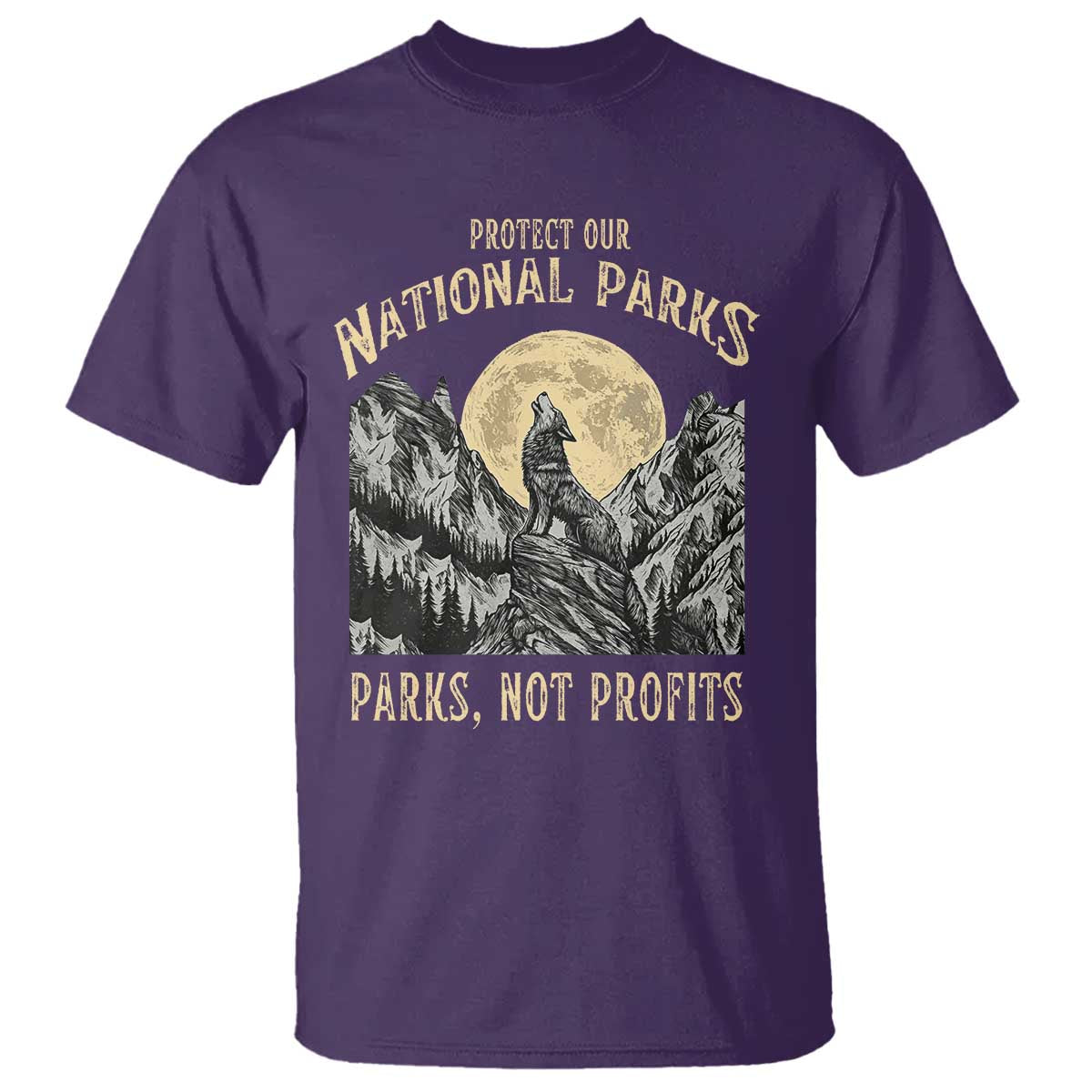 Protect Our National Parks T Shirt Parks Not Profits Wolf Retro Graphic